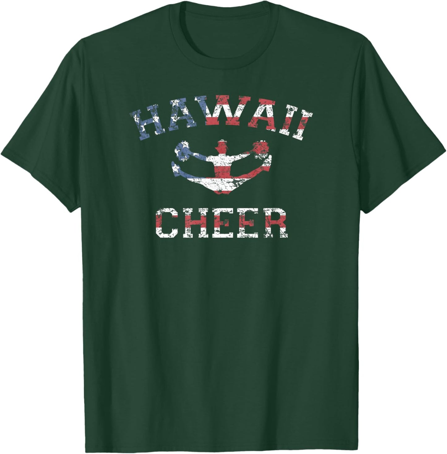 Hawaii Cheer Shirt USA Flag Vintage Cheerleading Gift T-Shirt - T-Shirt | Forest