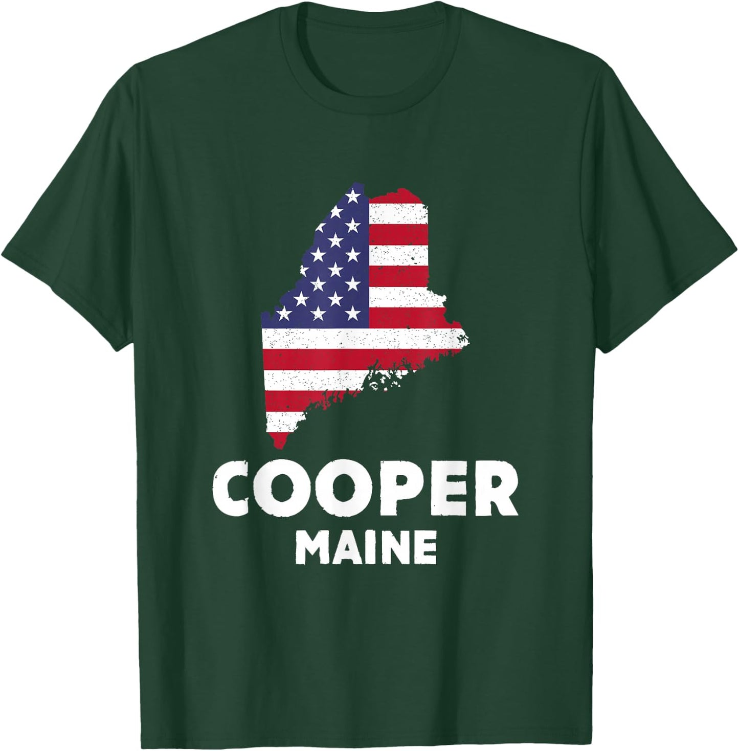 Distressed Patriotic USA Flag Cooper, Maine T-Shirt - T-Shirt | Forest