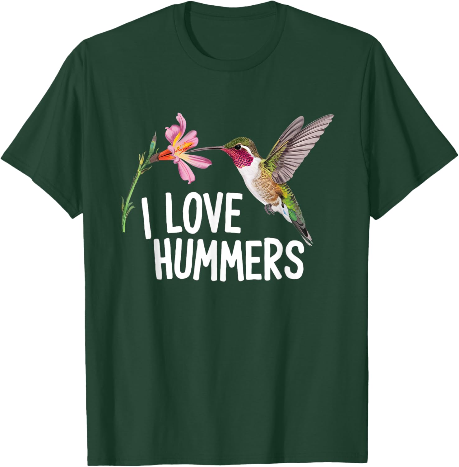 Cool I Love Hummers bird cute Colibri Flower Tropical Summer Women Kids T-Shirt - T-Shirt | Forest