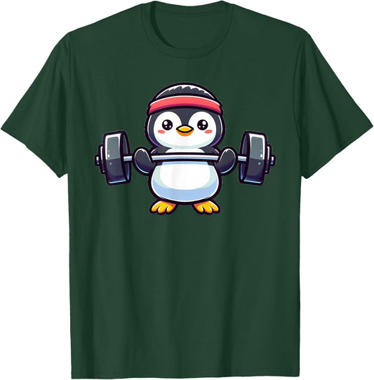 Penguin Powerlifting Weightlifting Gym Workout T-Shirt - T-Shirt | Forest