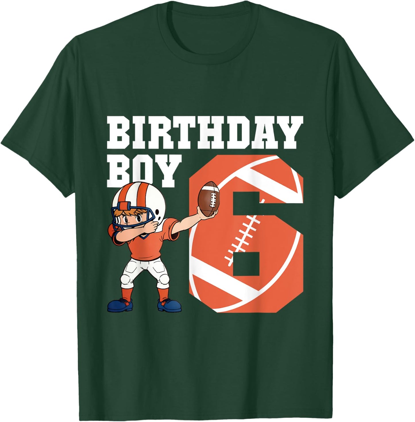 6th Birthday Boy Football Player Dabbing 6 Years Old Kids T-Shirt - T-Shirt | Forest