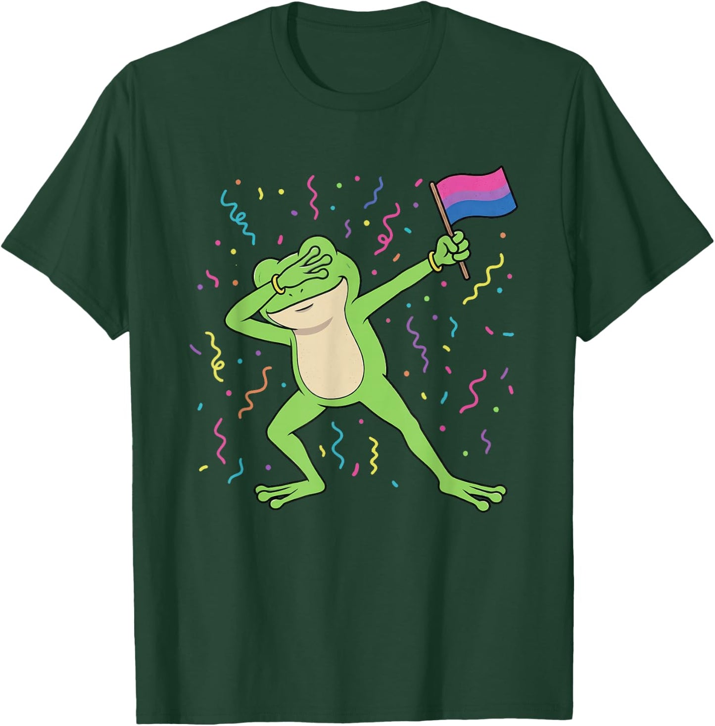 Bisexual Flag Frog Dabbing LGBTQ Bi Pride Month Men Women T-Shirt - T-Shirt | Forest