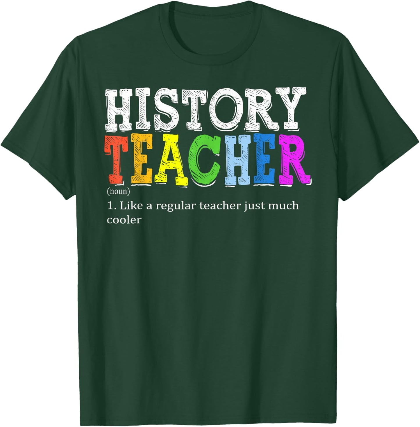 History Teacher Definition Funny First Day Back To School Men Women T-Shirt - T-Shirt | Forest