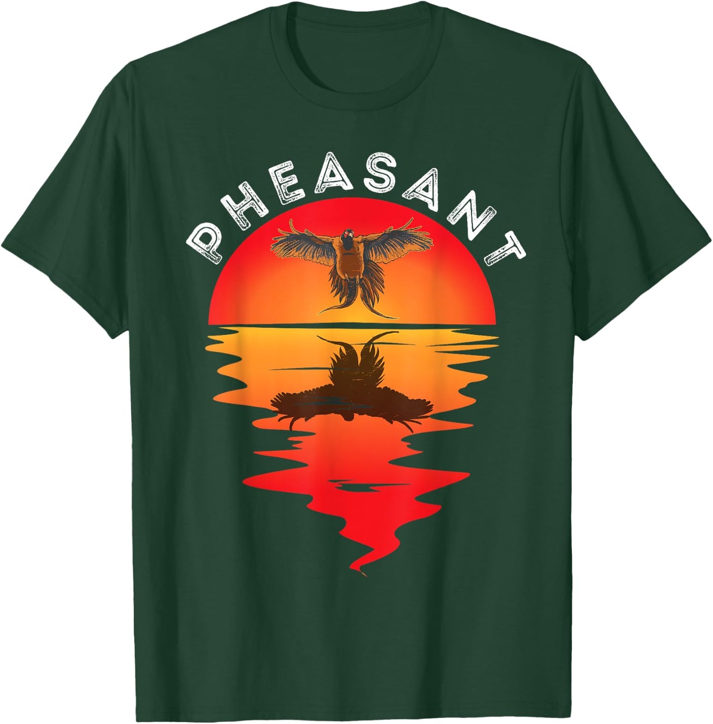 Pheasant Hunting Vintage Sunset Pheasant Hunting Bird Lover T-Shirt - T-Shirt | Forest