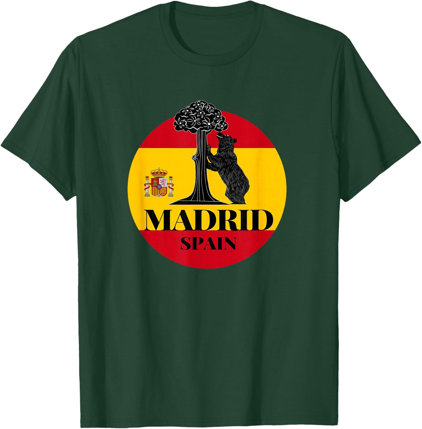 Madrid Spain the Bear & the Strawberry Tree Graphic Design T-Shirt - T-Shirt | Forest
