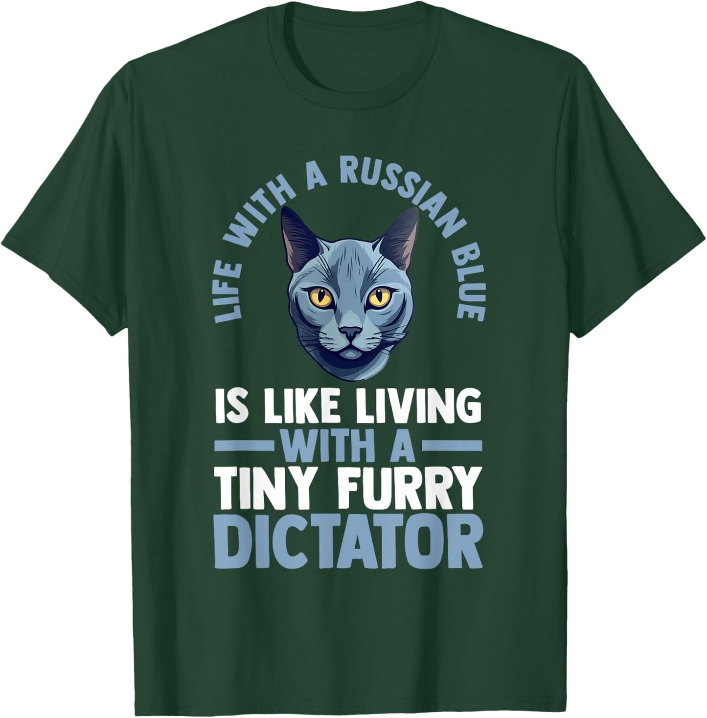 Cat Russian Blue Men Women T-Shirt - T-Shirt | Forest