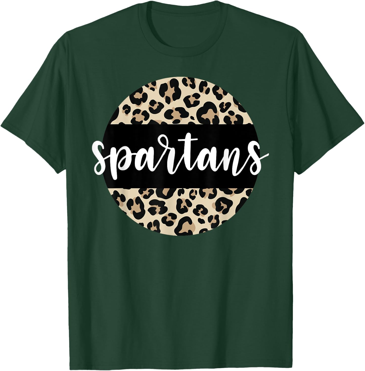 Leopard Print Spartans Team Mascot School Spirit Game Night T-Shirt - T-Shirt | Forest