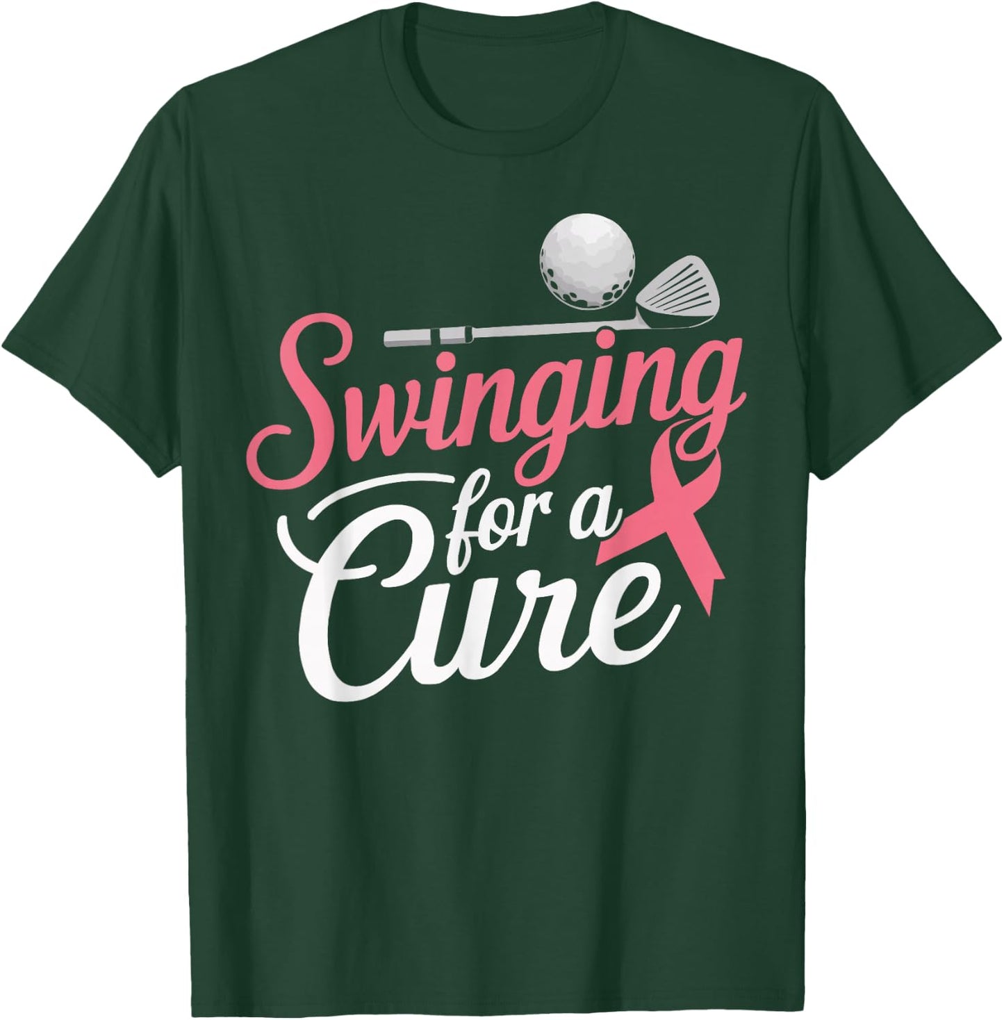 Golf Breast Cancer Awareness Month Golfer Pink Ribbon T-Shirt - T-Shirt | Forest