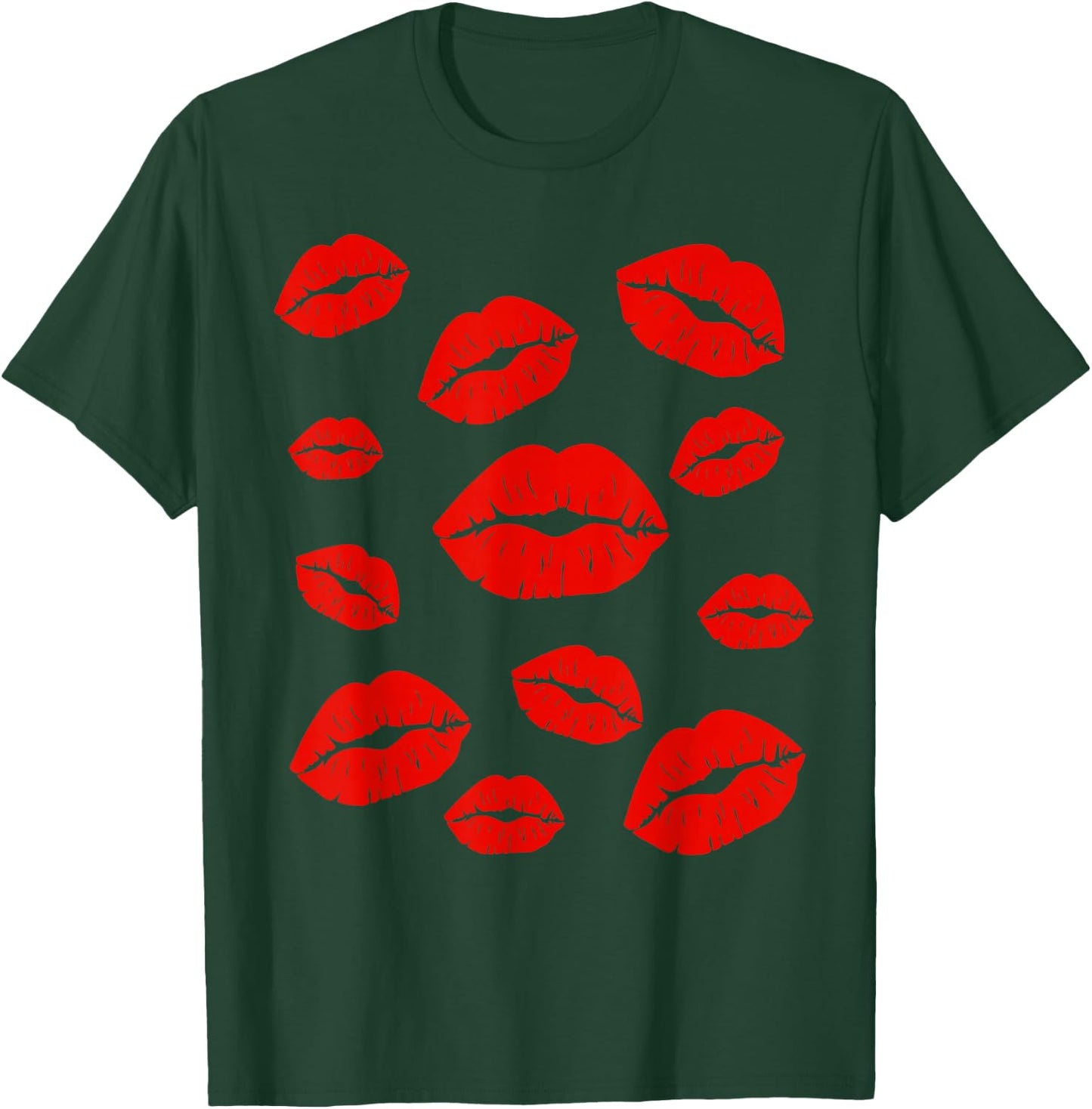 Kiss Lips All Over Kissy Lipstick T-Shirt - T-Shirt | Forest