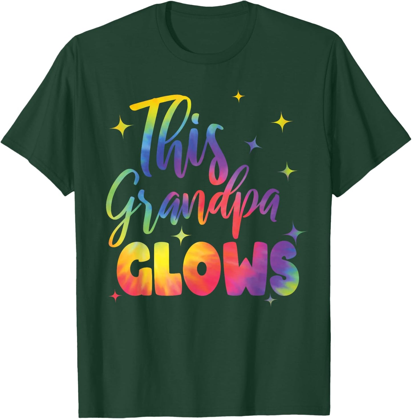 This Grandpa Glows Cute Tie Dye Bright Colors 80's And 90's T-Shirt - T-Shirt | Forest
