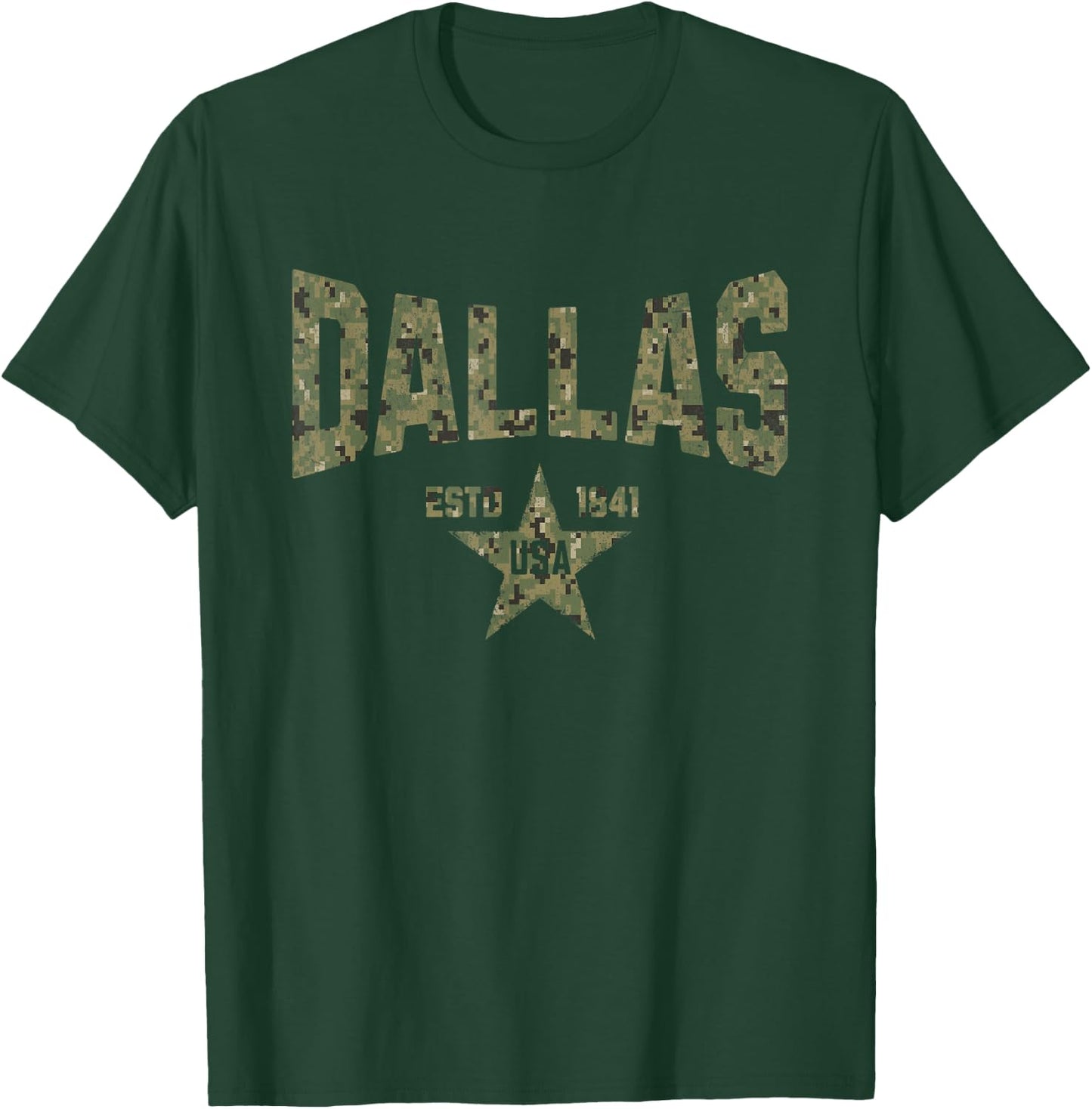 Camo Souvenir USA Star Dallas Texas T-Shirt - T-Shirt | Forest