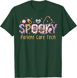 Spooky Patient Care Tech PCT Healthcare Aide Halloween T-Shirt - T-Shirt | Forest
