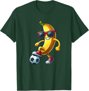 Banana Sunglasses Playing Soccer Funny Fruit Sport Player T-Shirt - T-Shirt | Forest