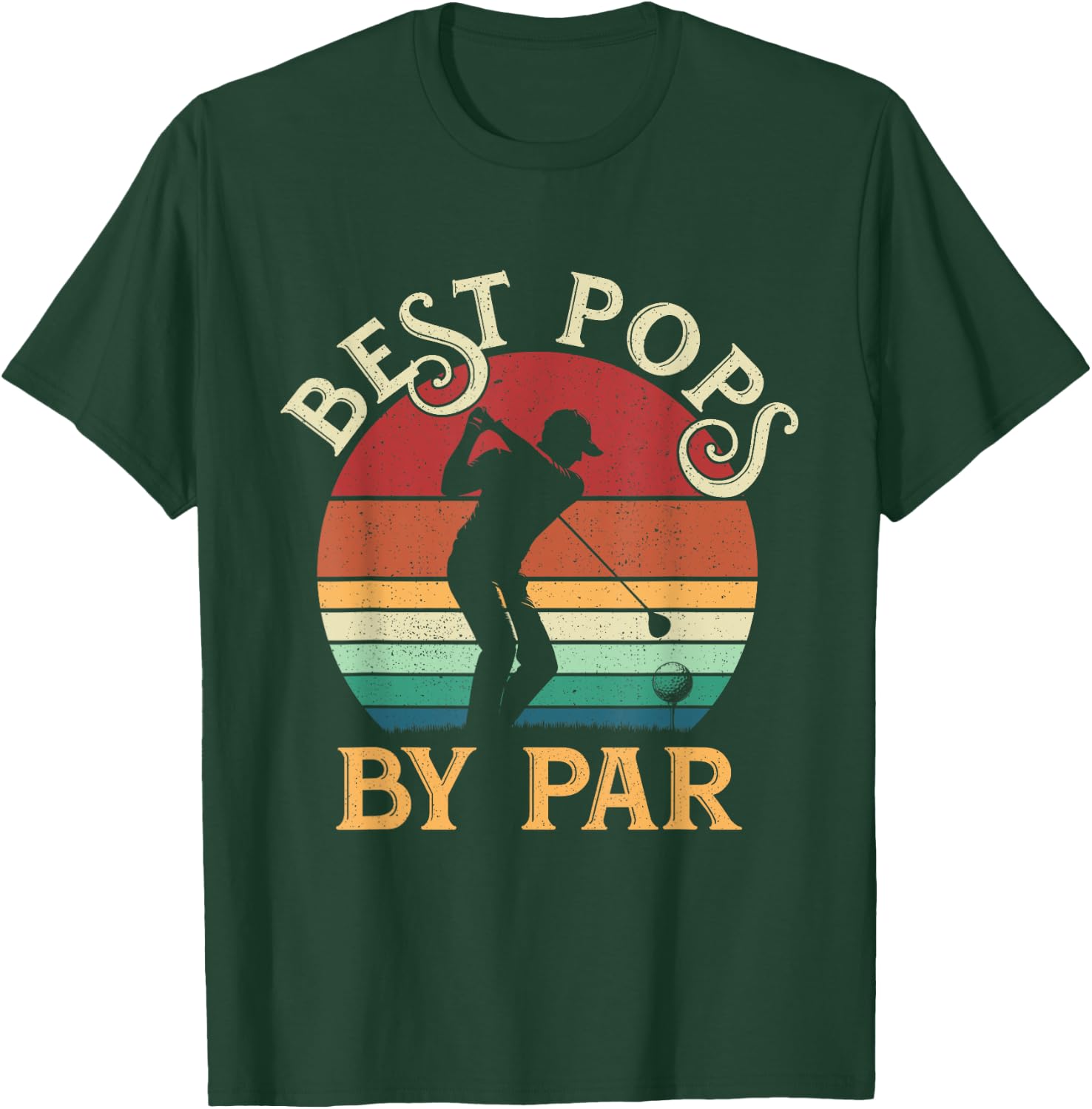 Vintage Best Pops By Par Father's Day Golfing Golf Lovers T-Shirt - T-Shirt | Forest