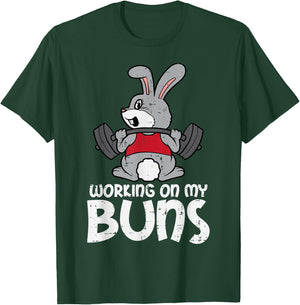 Easter Workout Working On My Buns Bunny Gym Men Women Kids T-Shirt - T-Shirt | Forest