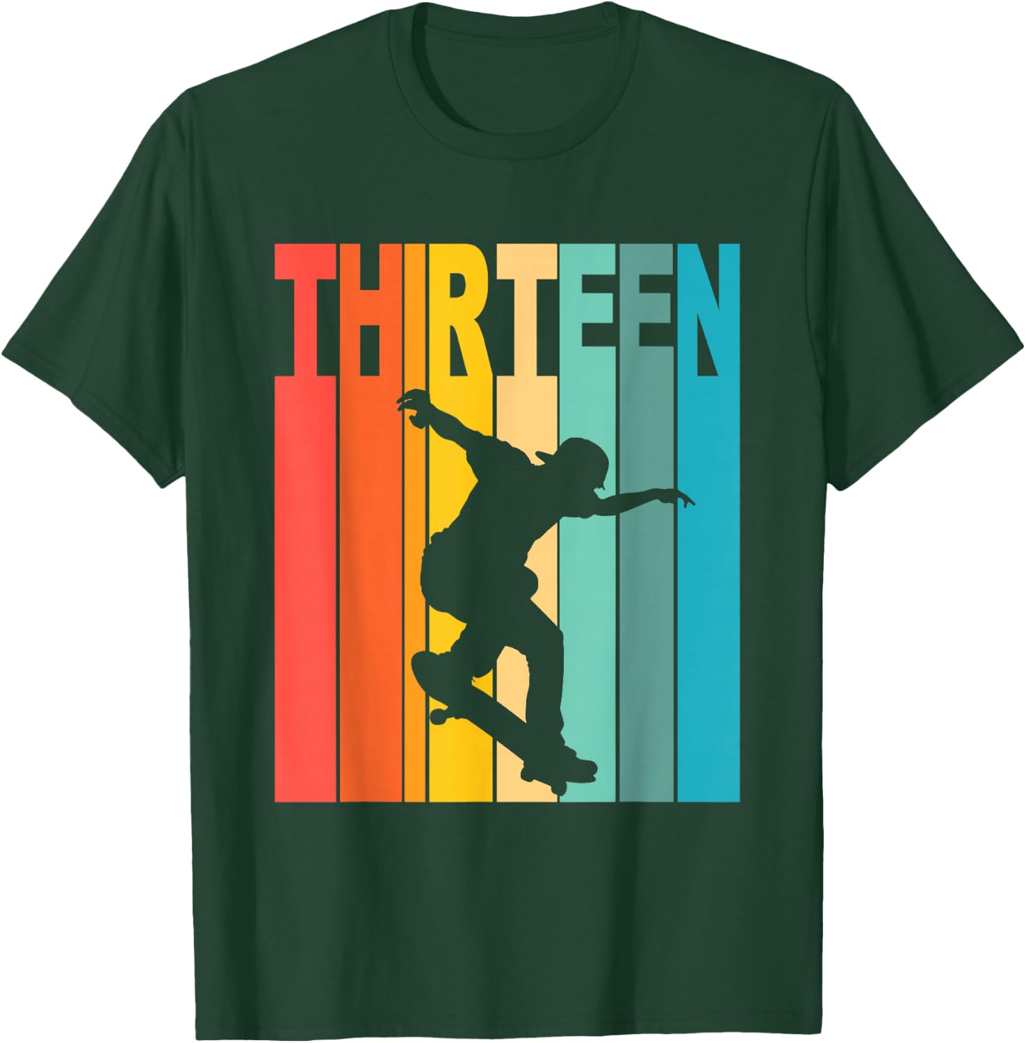 13th Birthday Skateboarding 13 Year Old Skater Party T-Shirt - T-Shirt | Forest