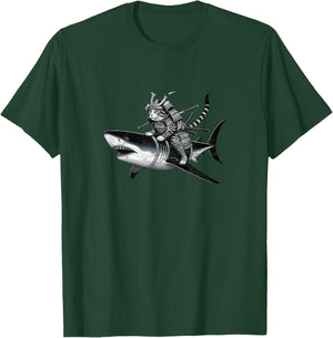 Retro Ninja Japanese Cat Shark T-Shirt - T-Shirt | Forest