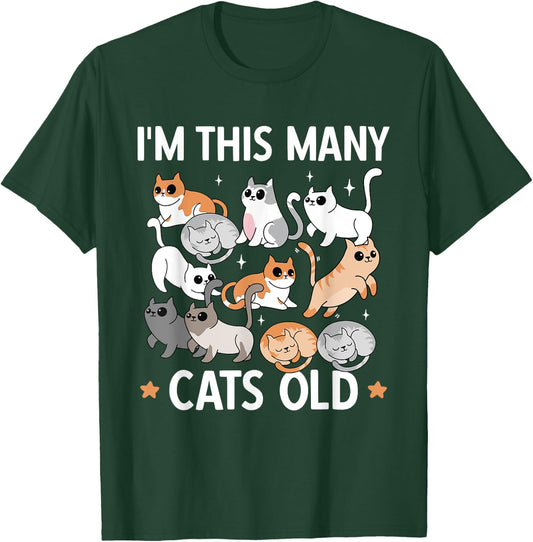 I'm This Many Cats Old 11th Birthday Party Kitten Cat T-Shirt - T-Shirt | Forest
