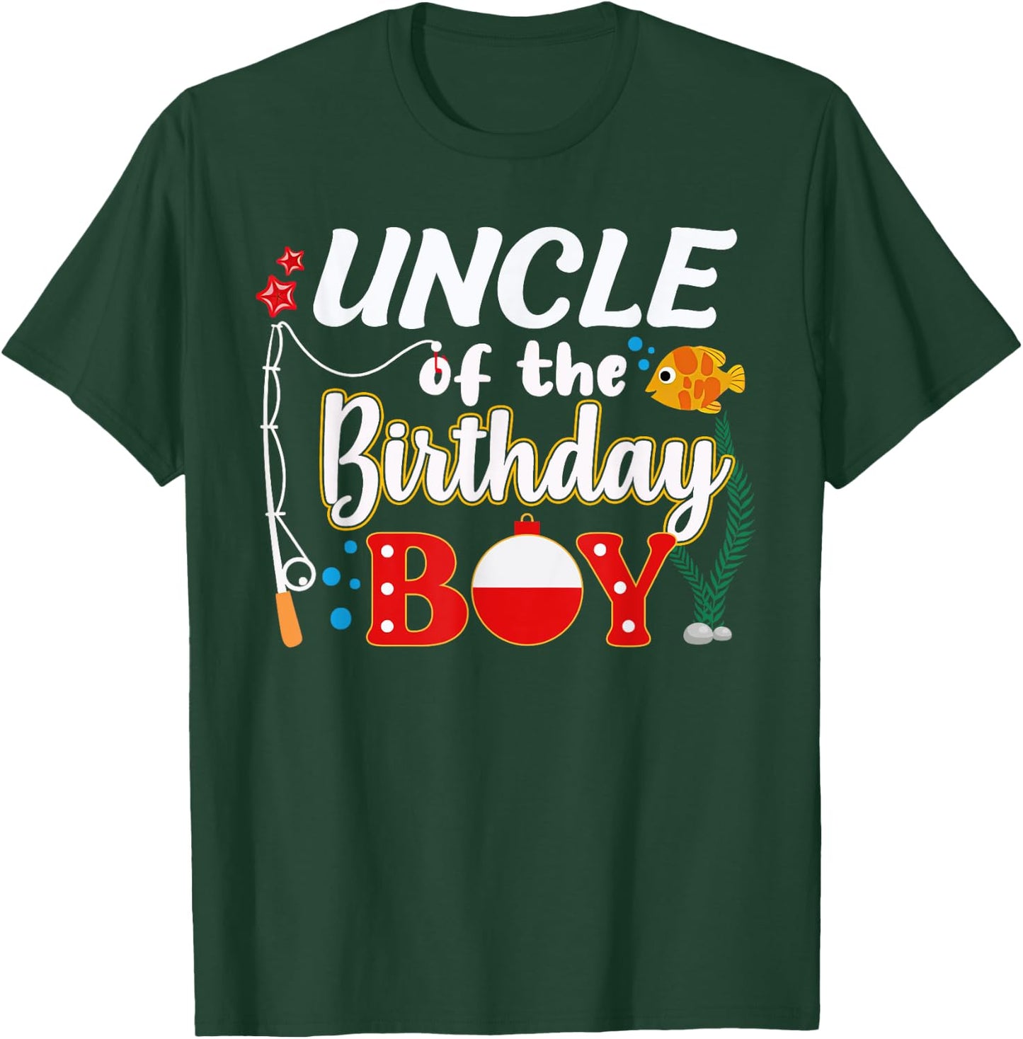 Uncle of The Birthday Boy Fishing Family Matching Bday Party T-Shirt - T-Shirt | Forest