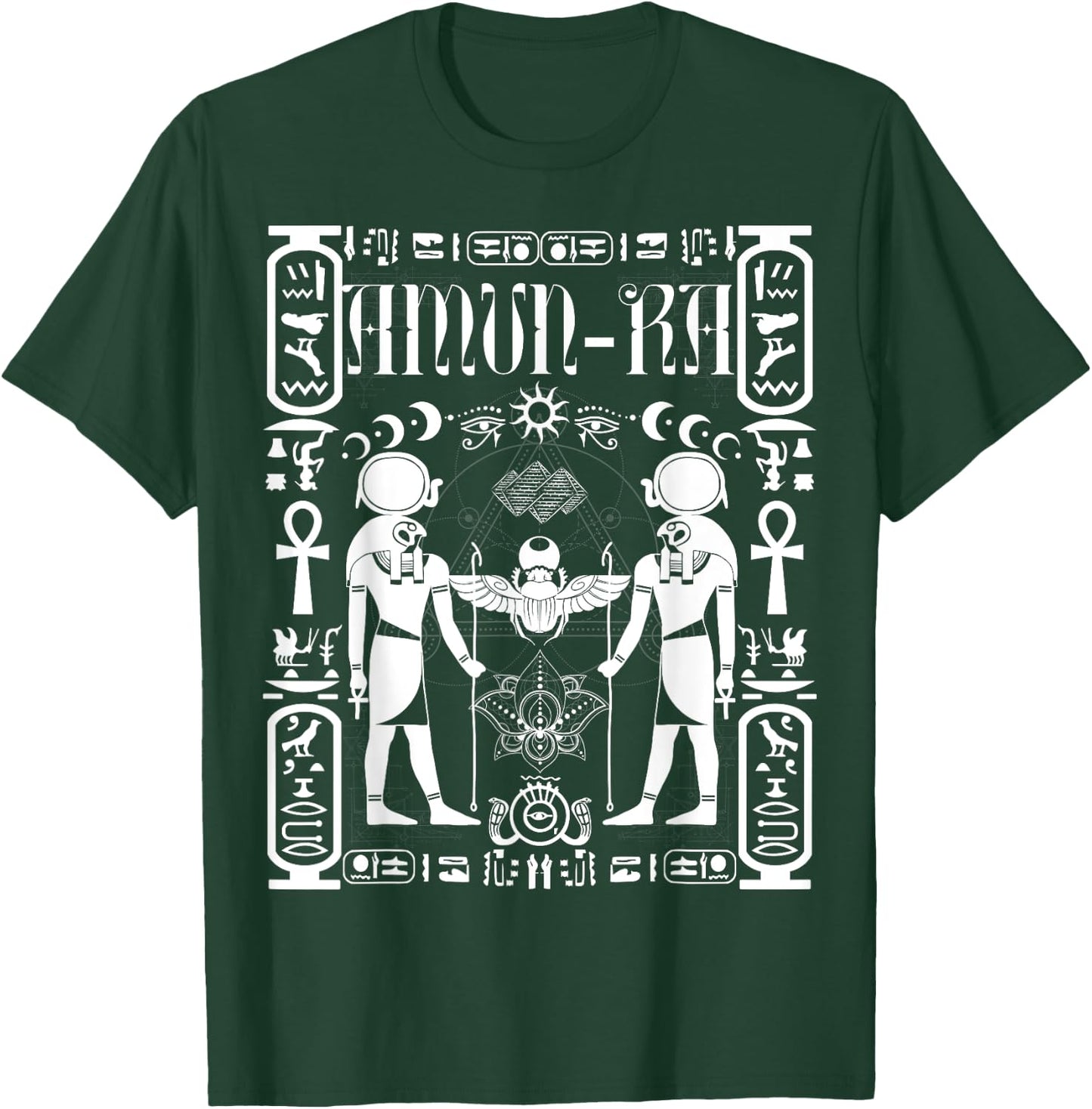 Sacred Geometry Science Egyptian God Amen Amun Ra Ankh T-Shirt - T-Shirt | Forest