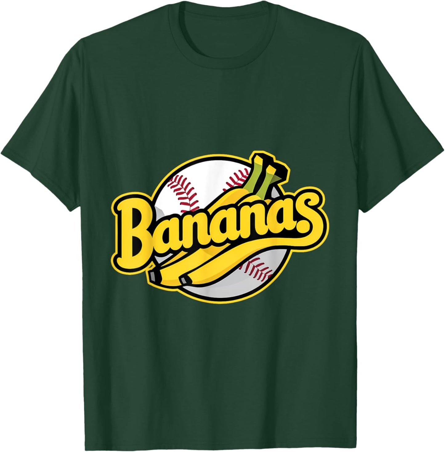 Funny Bananas Baseball Vintage Graphic T-Shirt - T-Shirt | Forest
