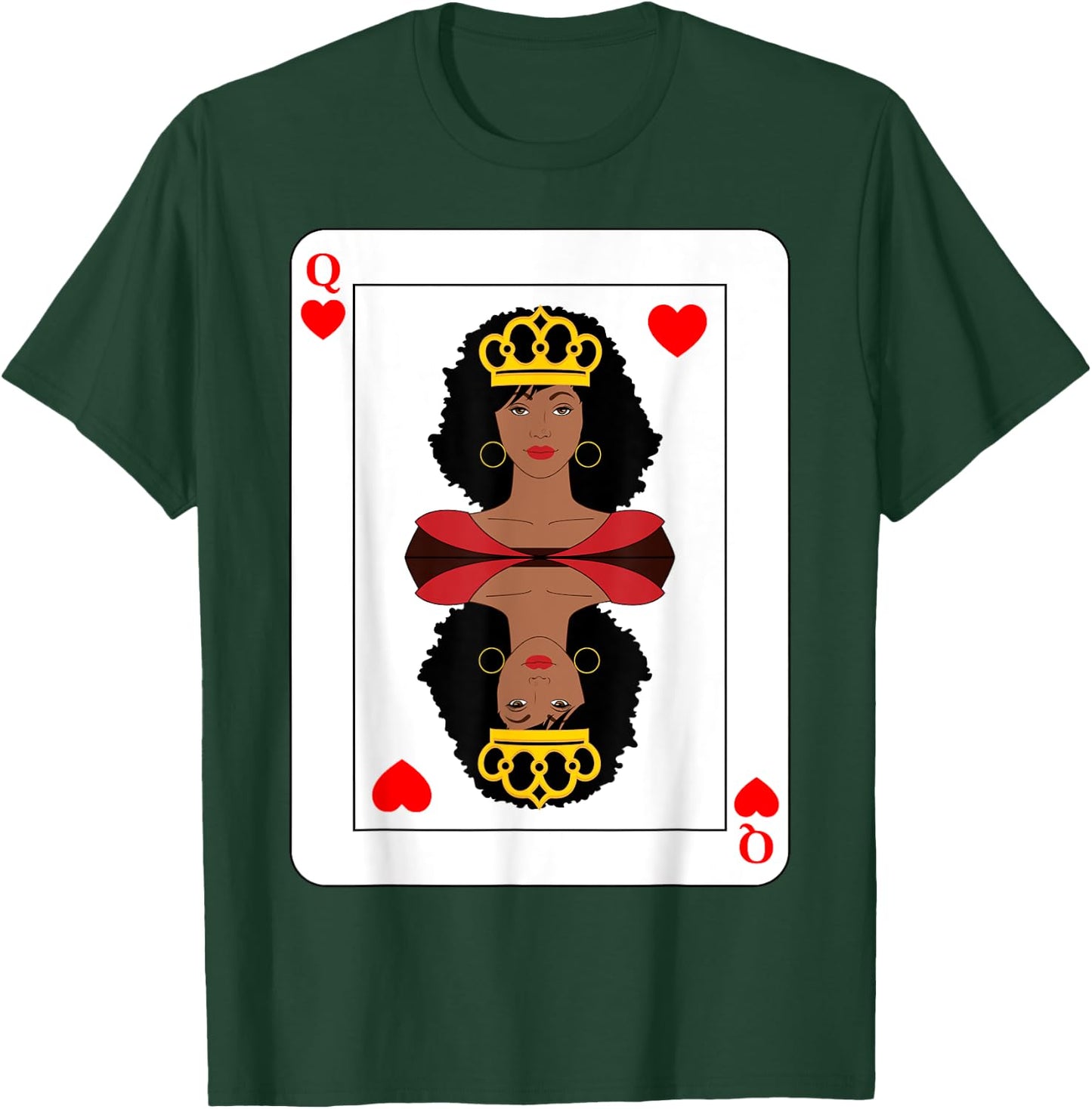 Black Queen of Hearts African American Woman on Playing Card T-Shirt - T-Shirt | Forest