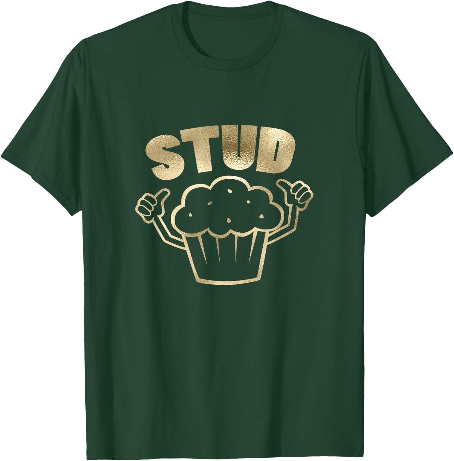 Retro Stud Muffin Thumbs Up Cartoon Graphic Costume Glam T-Shirt - T-Shirt | Forest