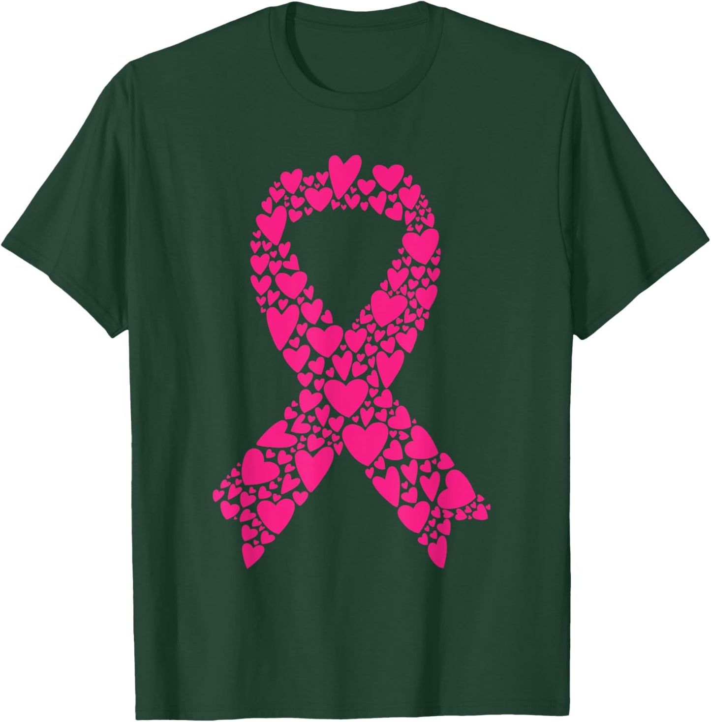 Cute Pink Ribbon Breast Cancer Awareness Women Men Kids T-Shirt - T-Shirt | Forest