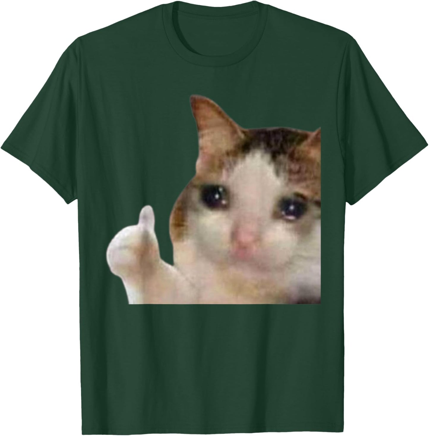 Thumbs Up Crying Cat Meme T-Shirt - T-Shirt | Forest
