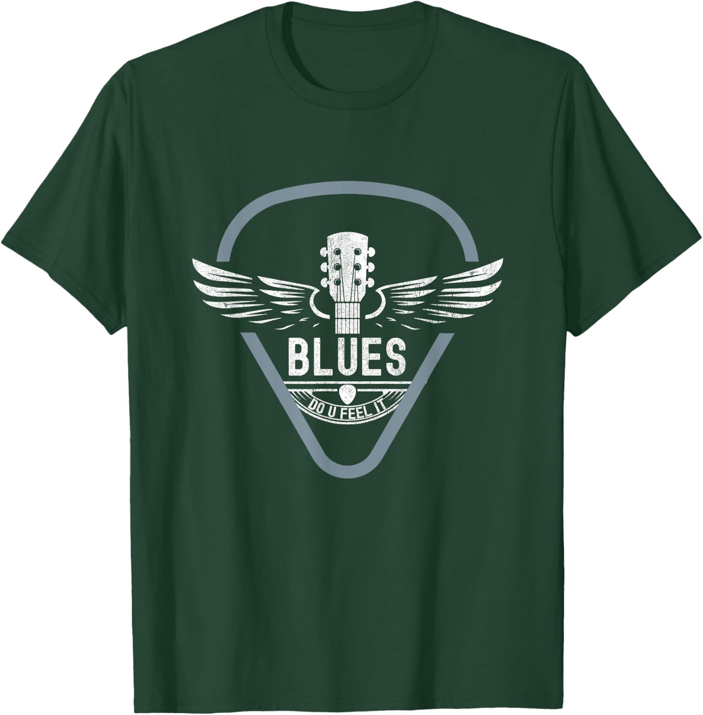 Blues Music Guitar Player Vintage Look Guitar T-Shirt - T-Shirt | Forest