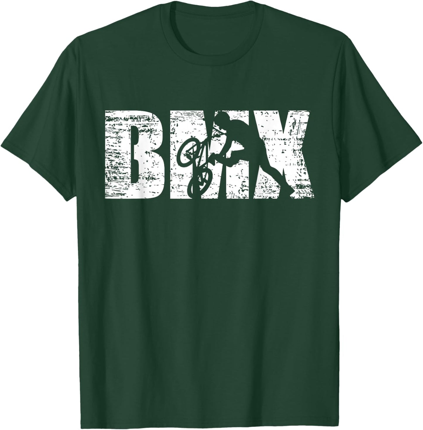 BMX - Distressed Look BMX Rider T-Shirt - T-Shirt | Forest