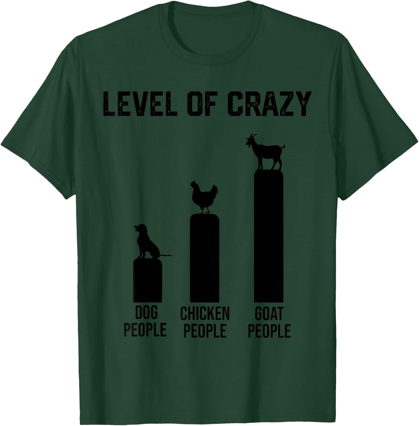 Funny Level of Crazy Goat and Chicken T-Shirt - T-Shirt | Forest