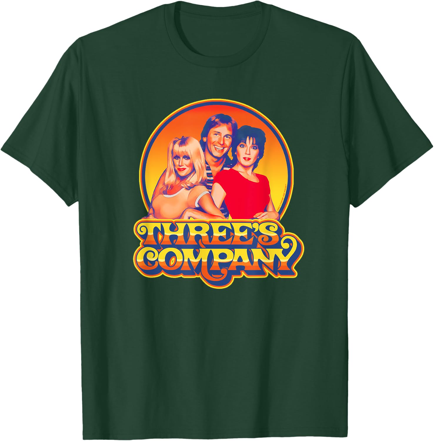 Three's Company 1980's Sunset Retro Jack Jan & Chrissy T-Shirt - T-Shirt | Forest