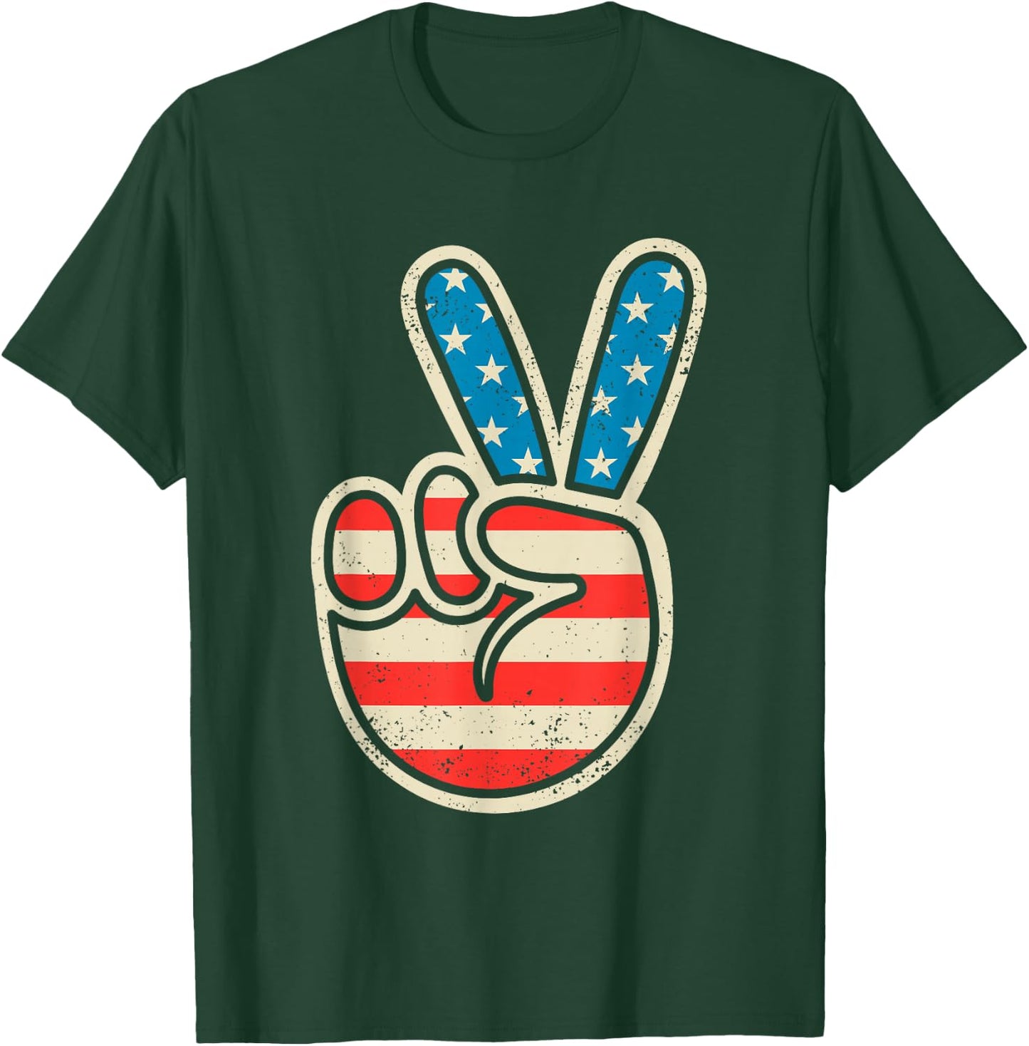 American Flag Peace Sign 4th Of July Patriotic Boys Toddler T-Shirt - T-Shirt | Forest