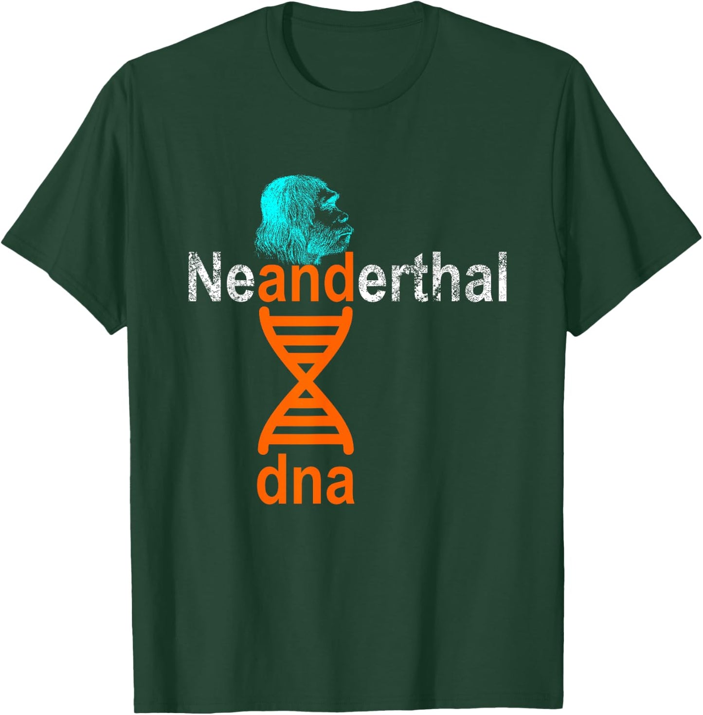 Neanderthal DNA Double Helix Design Co. Adult Retro Genetic Double Helix , Black, Small, Short Sleeve T-Shirt - T-Shirt | Forest