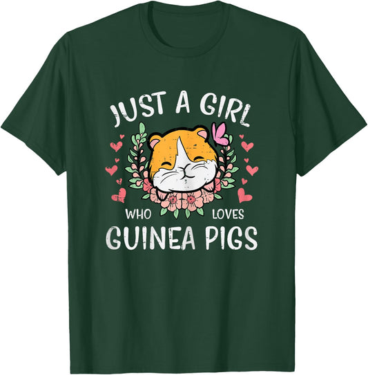 Just A Girl Who Loves Guinea Pigs Cute Cavy Girls Kids Women T-Shirt - T-Shirt | Forest