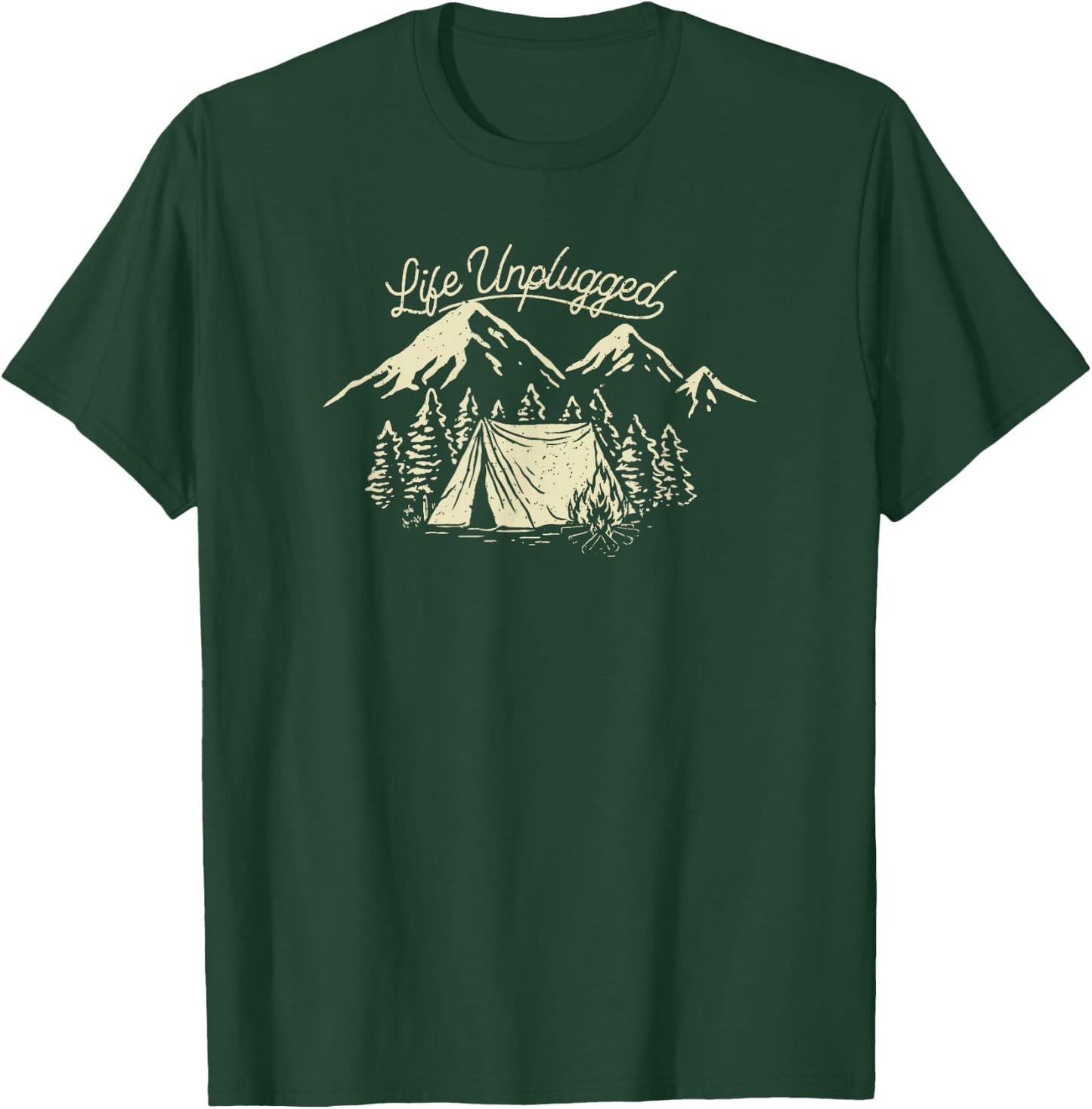 Trendy Life Unplugged Mountain Camp Site T-Shirt - T-Shirt | Forest