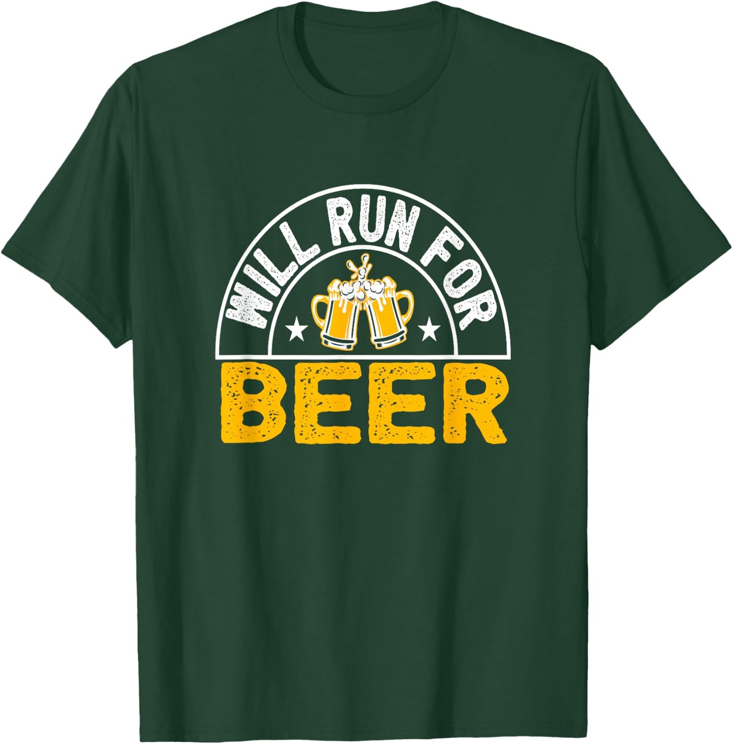 Will Run For Beer funny runner beer drinking T-Shirt - T-Shirt | Forest