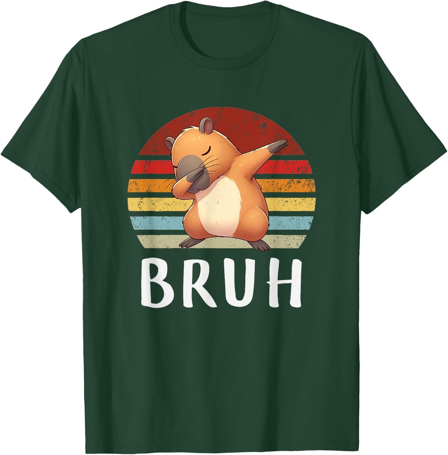 Vintage Dabbing Capy Bruh, Boy Girl Funny T-Shirt - T-Shirt | Forest