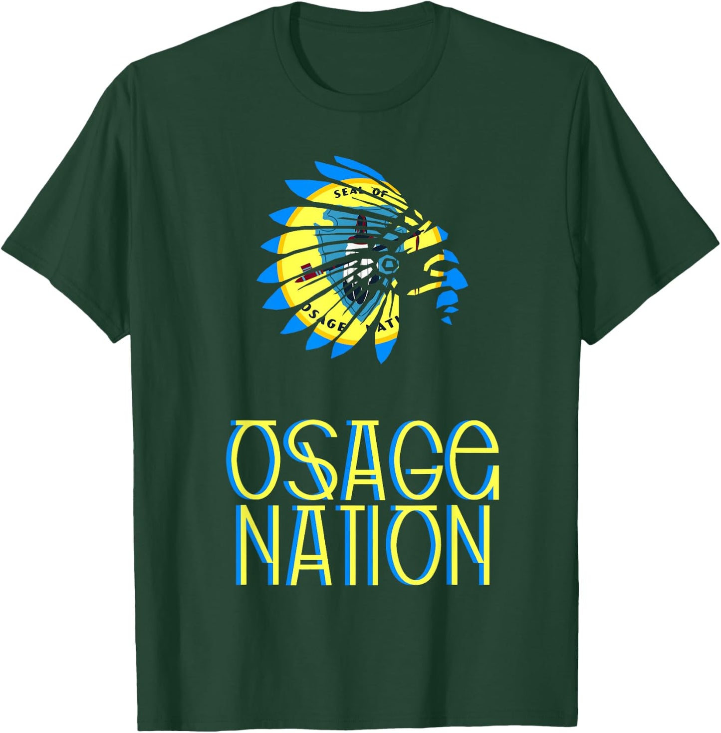 Osage Tribal Nation Flag | Native American | Headdress T-Shirt - T-Shirt | Forest