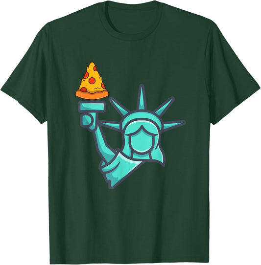 Pizza Statue of Liberty New York City Famous Food Pizzas T-Shirt - T-Shirt | Forest