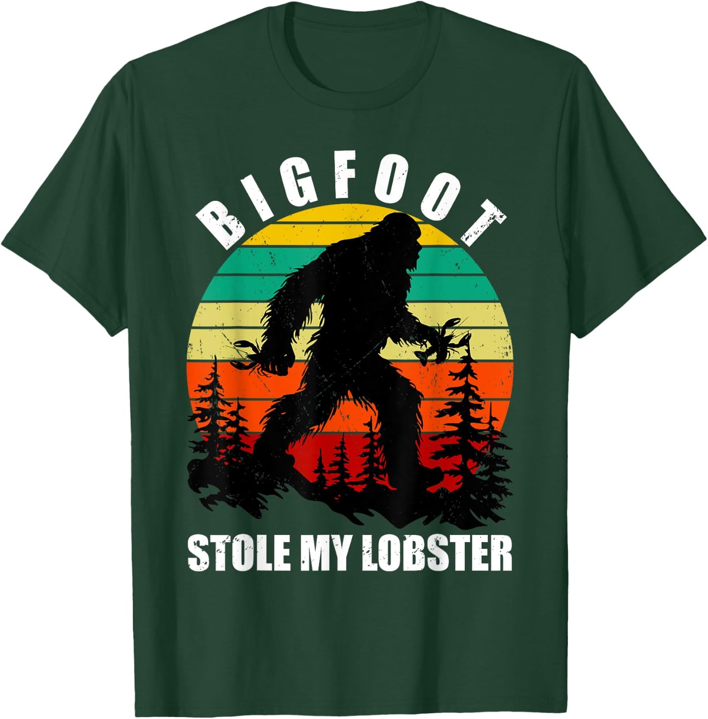 Funny Maine State Bigfoot Stole My Lobster Sc-Fi Sasquatch T-Shirt - T-Shirt | Forest
