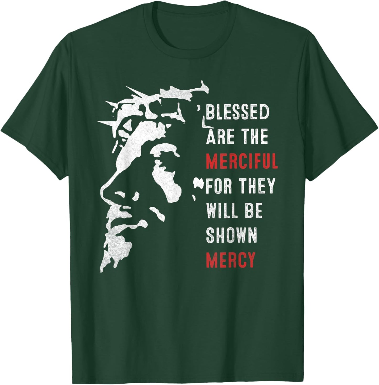 Face Of Jesus Christ Blessed Are The Merciful Vintage T-Shirt - T-Shirt | Forest