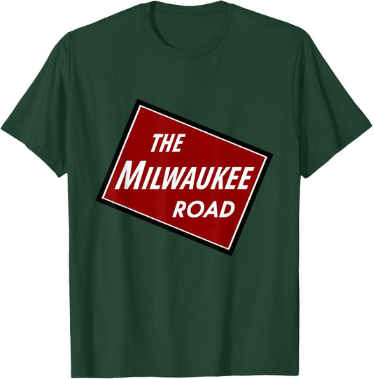 Chicago Trains Milwaukee Road , -Adult, Black, Small, Short Sleeve T-Shirt - T-Shirt | Forest