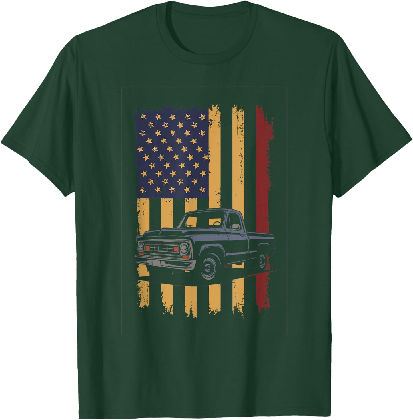 Vintage American Pickup Truck Adventure Enthusiast Design T-Shirt - T-Shirt | Forest