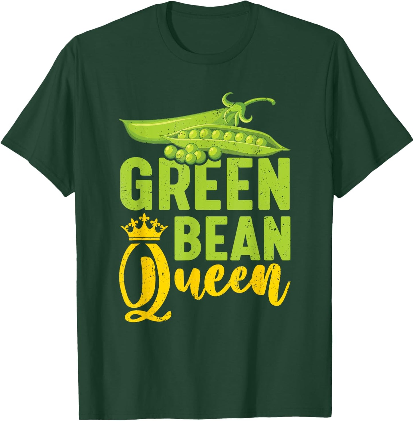 Green Bean Queen Funny Vegan Vegetarian Humor T-Shirt - T-Shirt | Forest