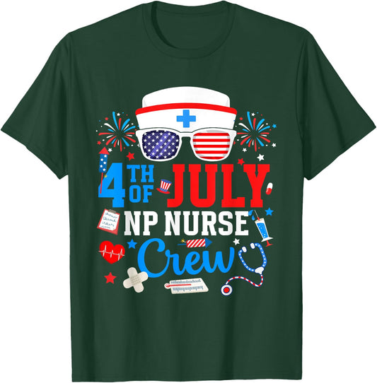 4th of July NP Nurse Crew Nurse Practitioner Patriotic Nurse Men T-Shirt - T-Shirt | Forest
