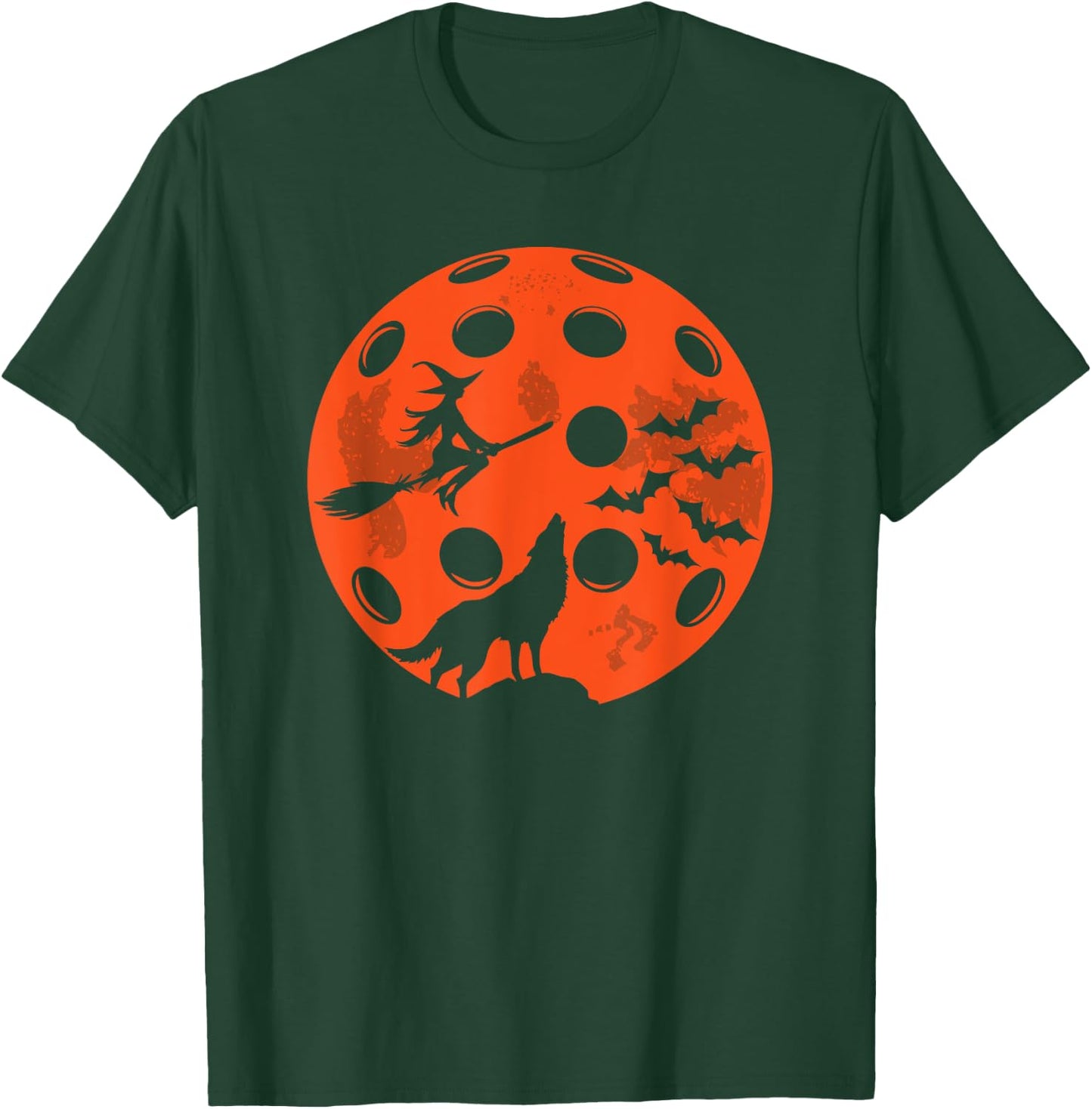 Halloween Pickleball Moon Spooky Graphic T-Shirt - T-Shirt | Forest