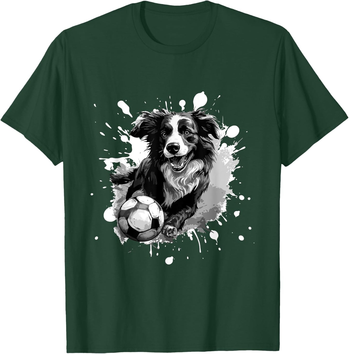 Border Collie Dog Playing Soccer | Sports Team T-Shirt - T-Shirt | Forest