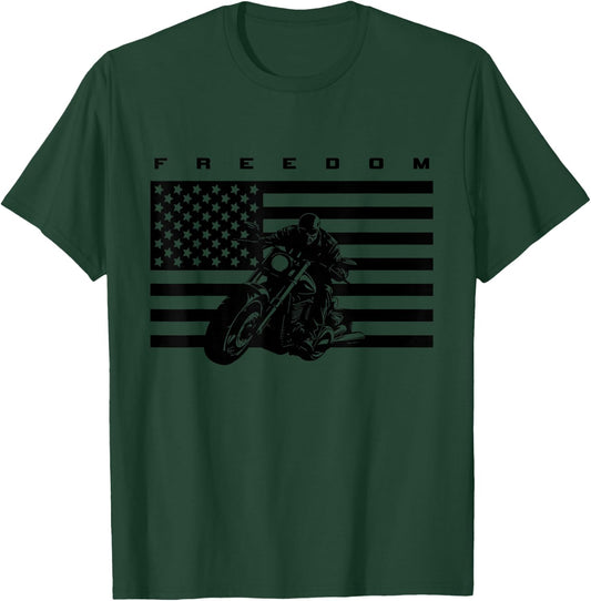 American Flag Motorcycle Apparel - Motorcycle T-Shirt - T-Shirt | Forest